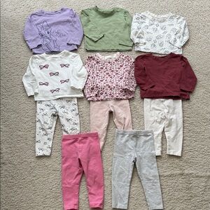 Primark Baby Clothing Set - Purple, Green, White, Pink, Maroon. Size 9-12 mos.